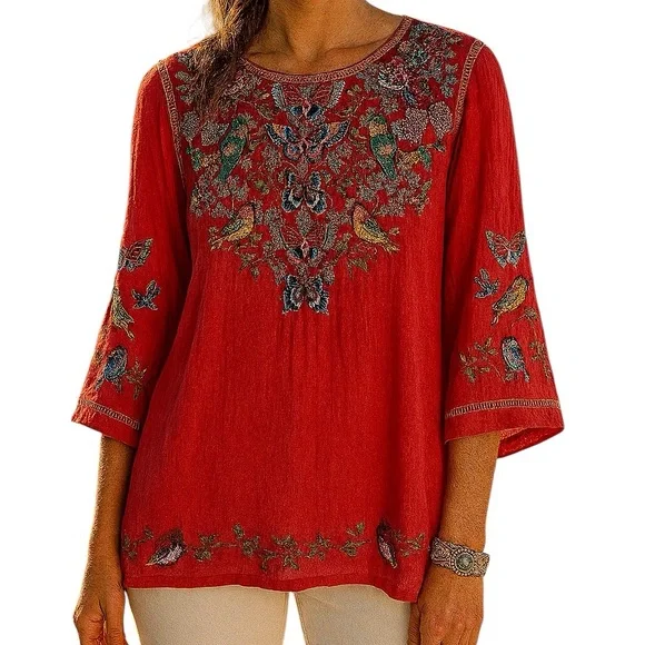 Johnny Was Farfalla extremely heavily embroidered blouse NWT RARE - Picture 5 of 11